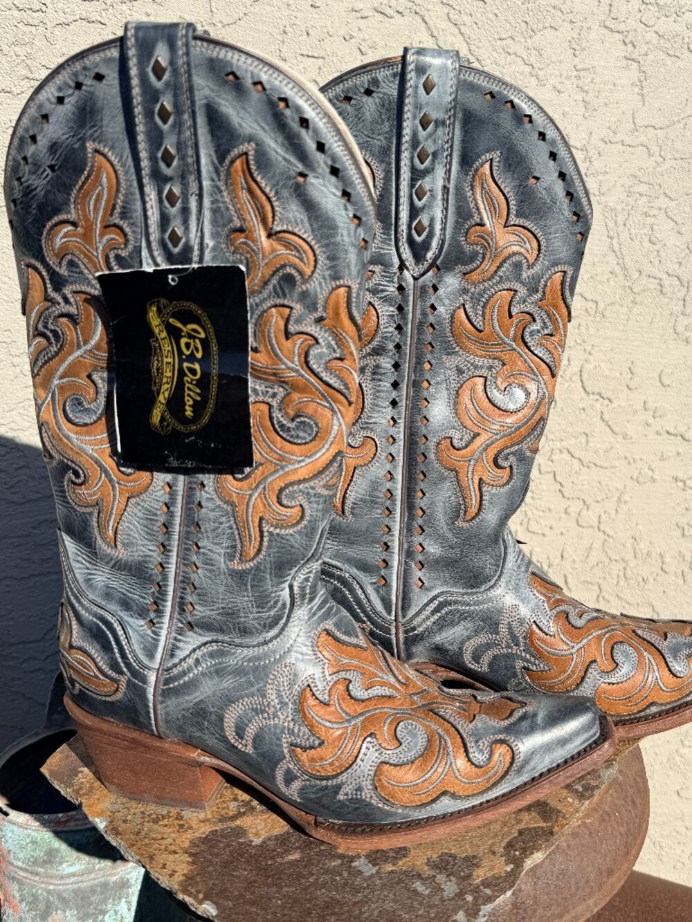 J B Dillon Reserve NWT Cowgirl Boots Brown Gray Studs 9B